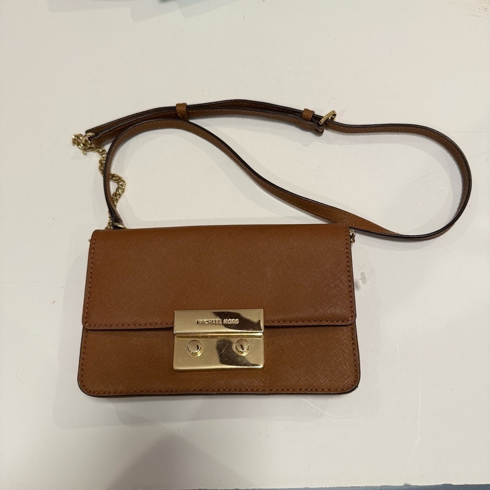 Michael Kors Tan Crossbody Bag with Gold Clasp